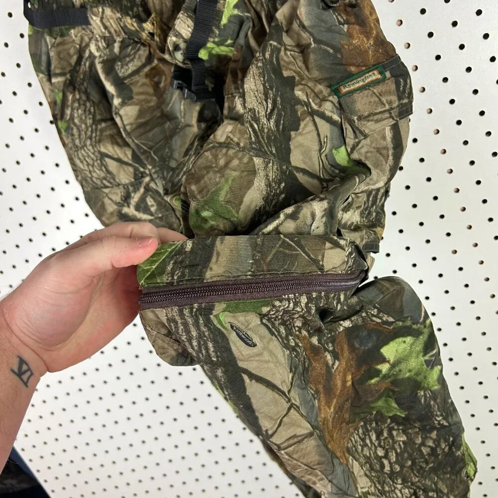 Remington Realtree Baggy Cargo Pants Large Y2K‎ Camo Zip Off Shorts w/ Belt Hunt